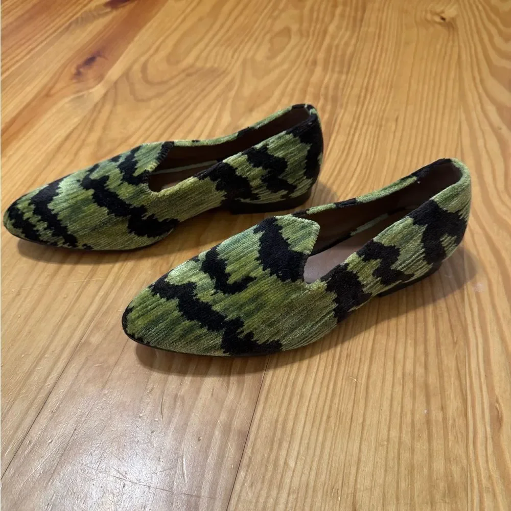 Le Monde Beryl Tiger Print Bevilacqua Velvet Venetian Slippers Green Women’s 38